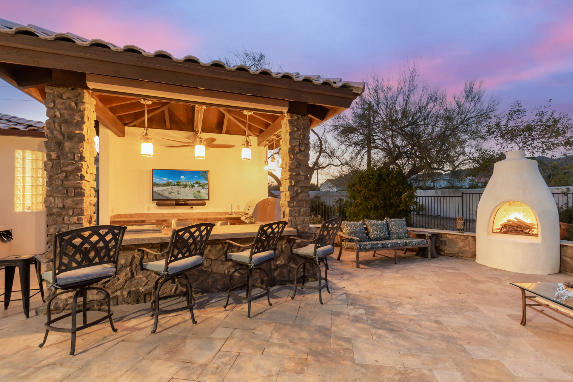 Luxury real estate with a patio and fire pit in Greater Scottsdale developed by Denali Development Construction.